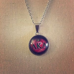 AKA Sorority Pendant Silver Necklace